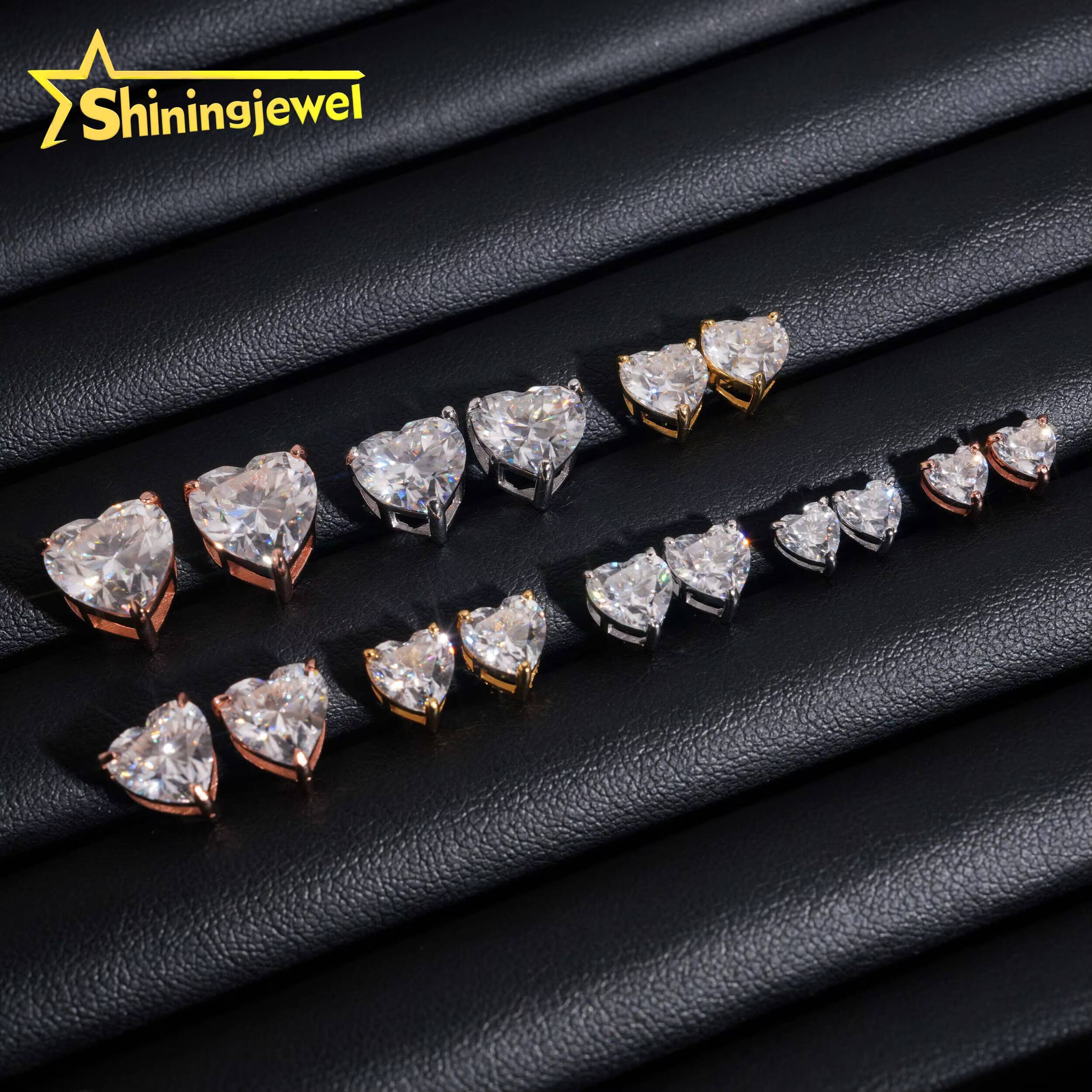 Fine Jewelry 925 Silver Heart Shape Moissanite Stud Earrings GRA Certificate Women Moissanite Diamond Earrings Daily Wear