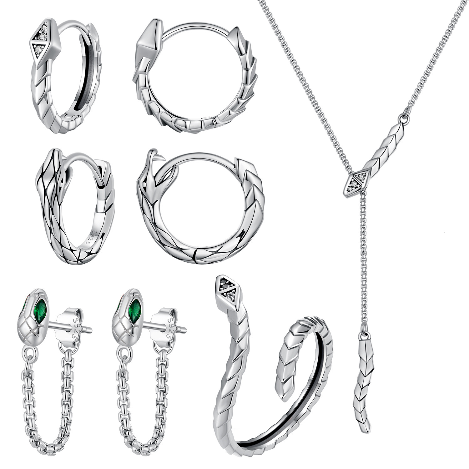 2025 New Designer Wedding Ring 925 Silver Retro Personality Zodiac Snake Birth Year Simple High-end Jewelry Set