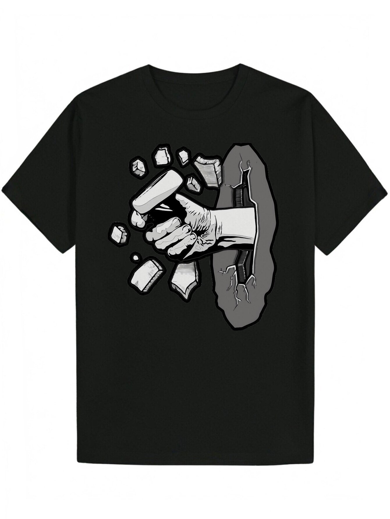 Everyday T Shirt Men s Style Black with Unique Pattern Print Casual Polyester Short Sleeve Crew Neck Machine Washable Ideal Summer Gift for Him
