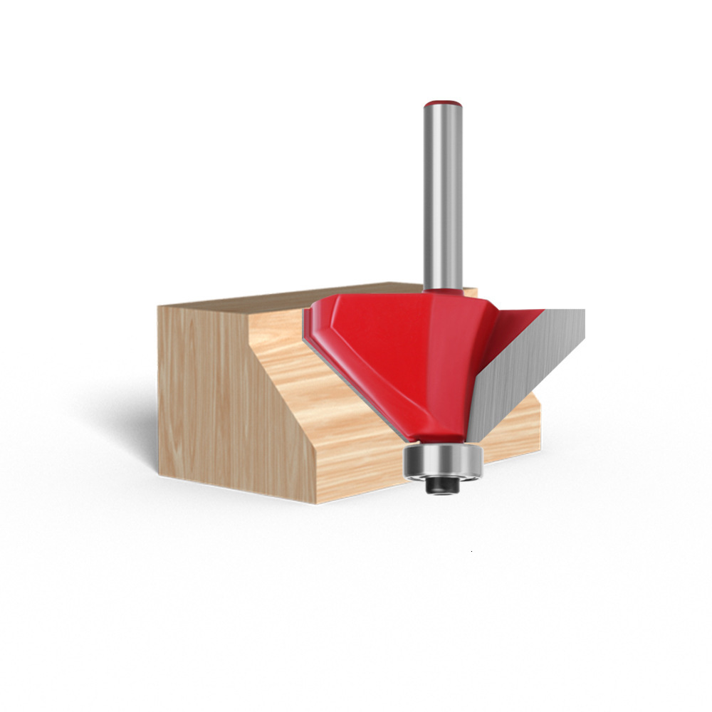 Red 45-Degree Bevel 1/4 6 Shank Half Round Relief Trimming hine Head Woodworking Milling Cutter