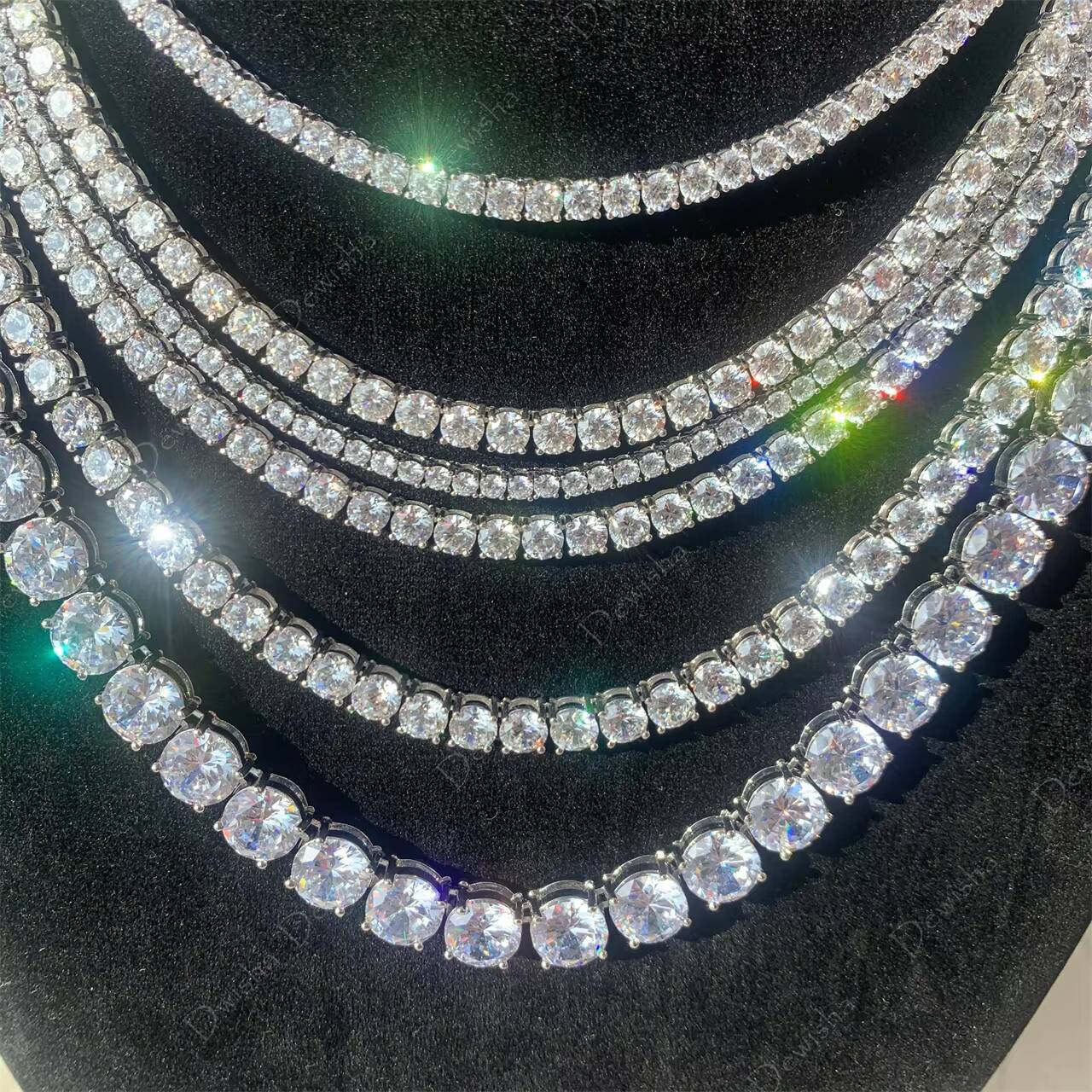 Hip Hop Iced Out VVS 925 Sterling Silver Moissanite Men Women Tennis Chain Necklace and Bracelet