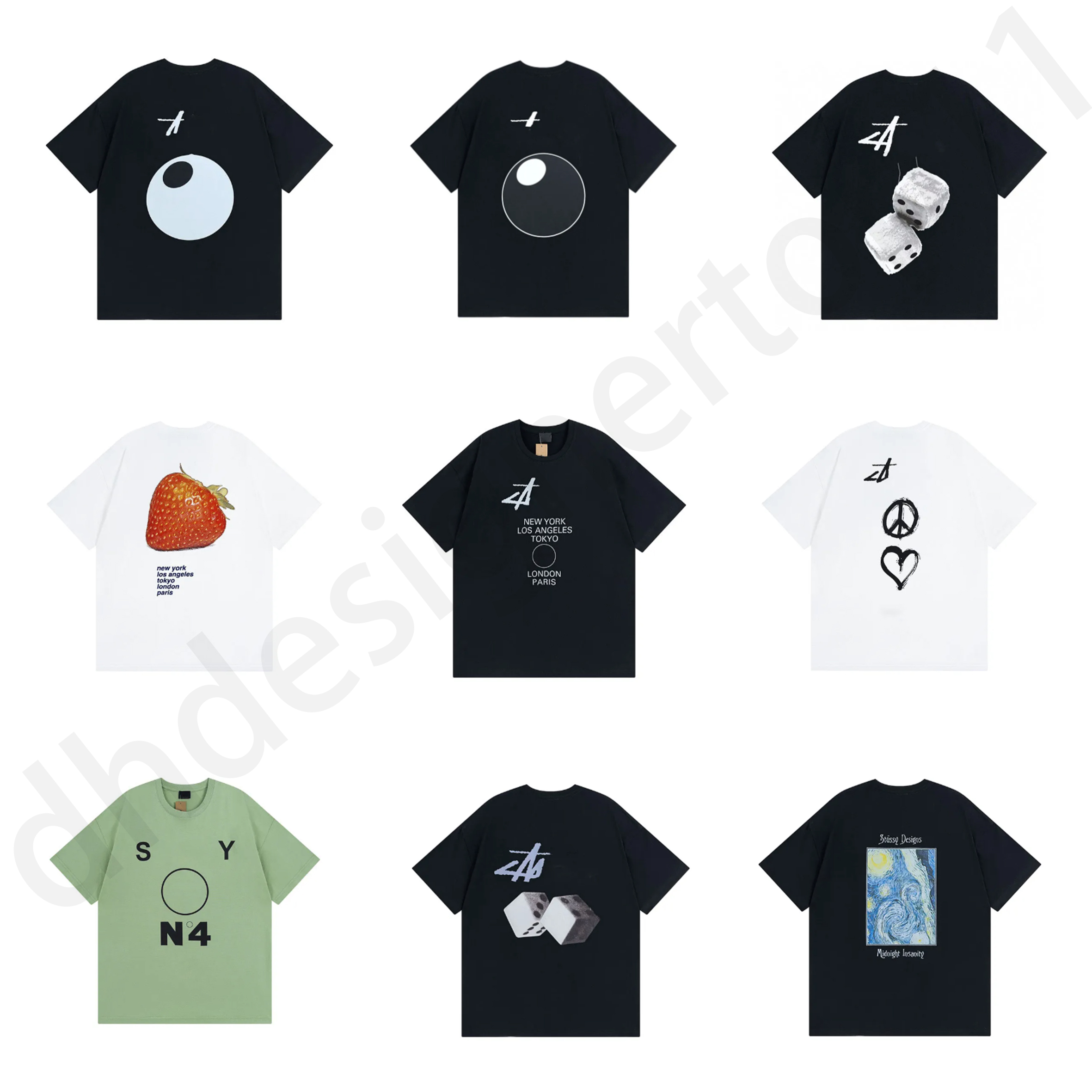 stusssyshirt mens designer t shirt and graphic tee oversize luxury classic Gradient color washing effect with high quality Summer Mens shirt us size s-xl