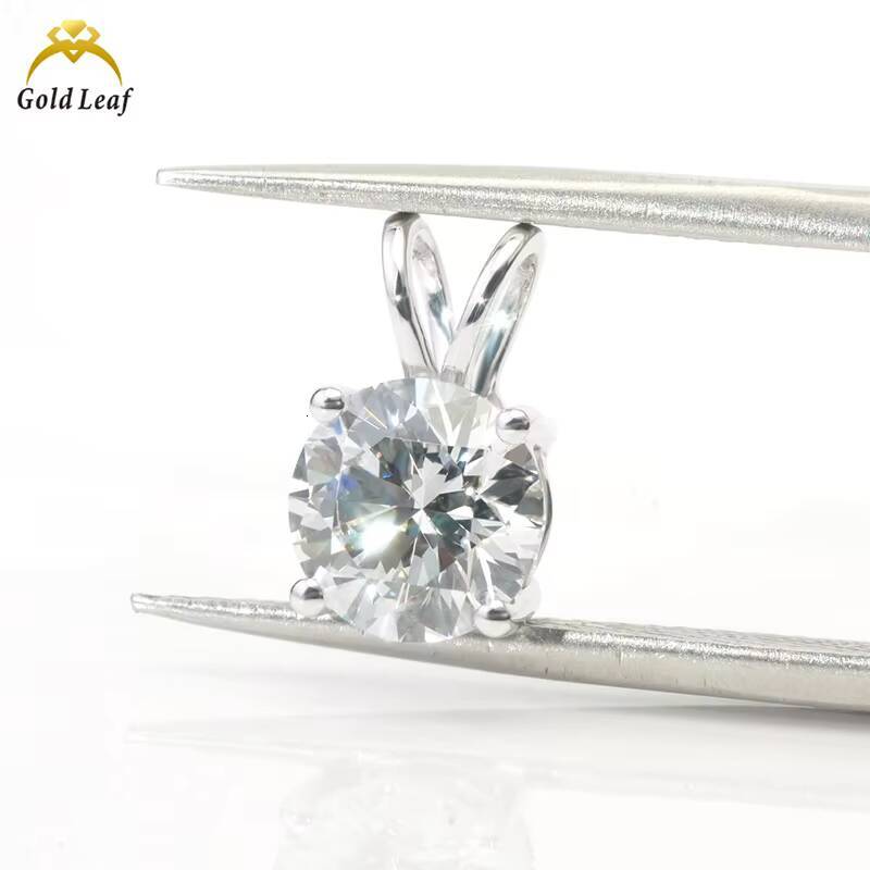 Goldleaf Lab Grown Diamond 1/2/3ct Round Shape 10k 14k 18k White Gold Solitaire White Def Lab Diamond Pendant Necklace for Women