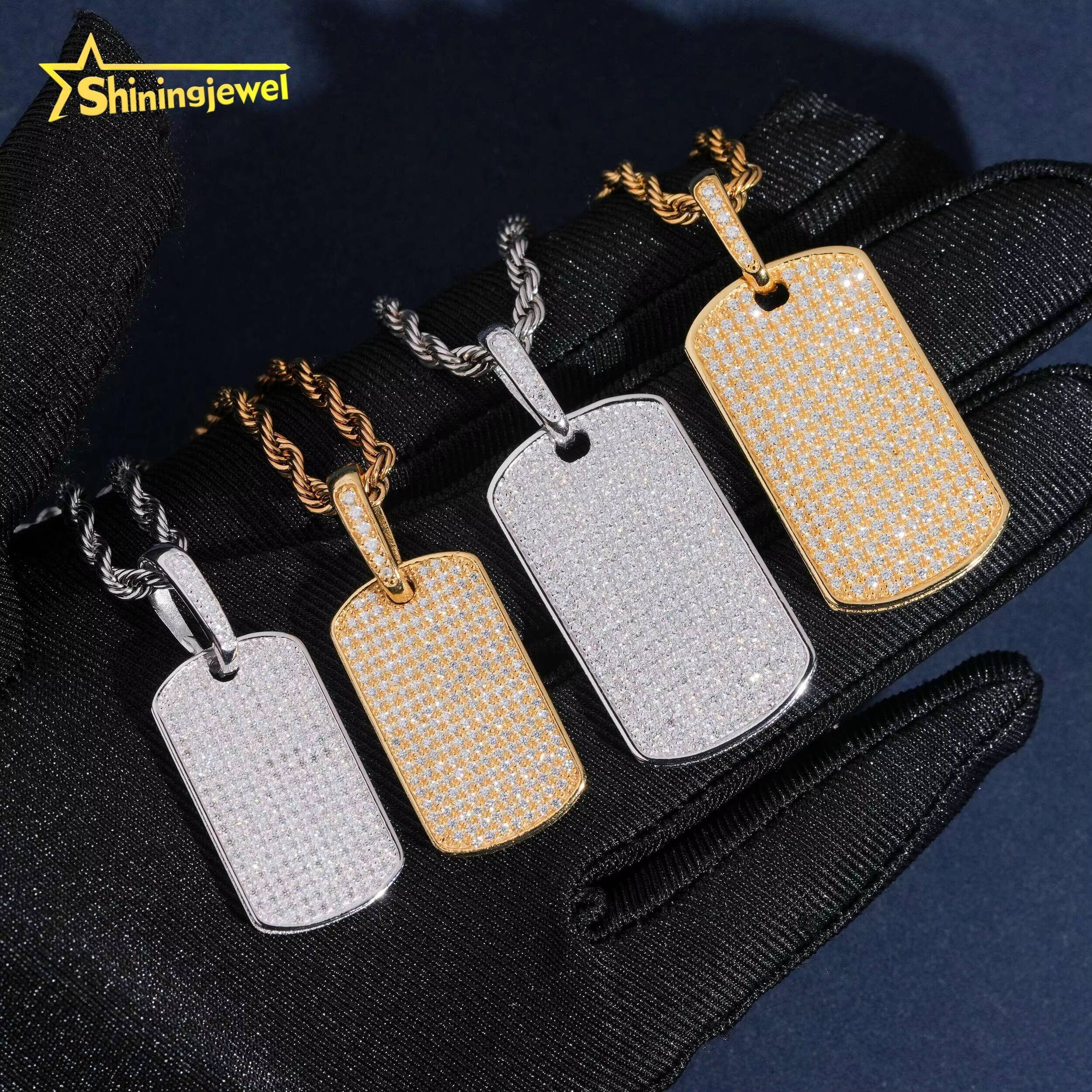 Hot Sell Design Tag Pendant Hip Hop Iced Out Pass Diamond Test Moissanite 925 Sterling Silver Gold Plated Moissanite Pendant