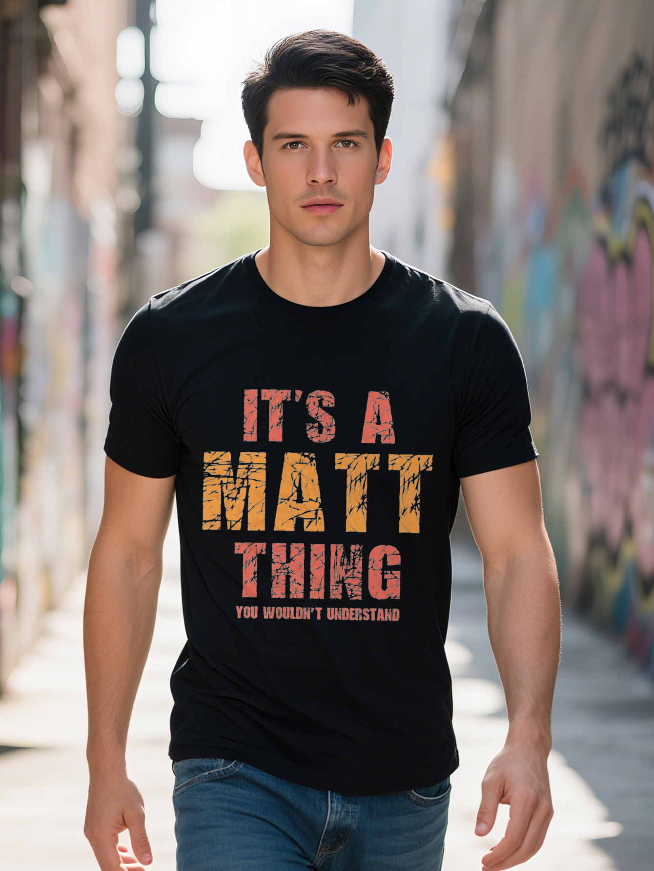 3D Fun Matt Themed Printed T-Shirt Casual Short Sleeve Tees Men Perfect for Summer