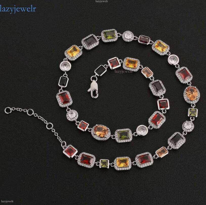 multi light color gemstone beaded necklace rainbow motley choker women jewelry moissanite tennis gold colorful gem stone men chain gift