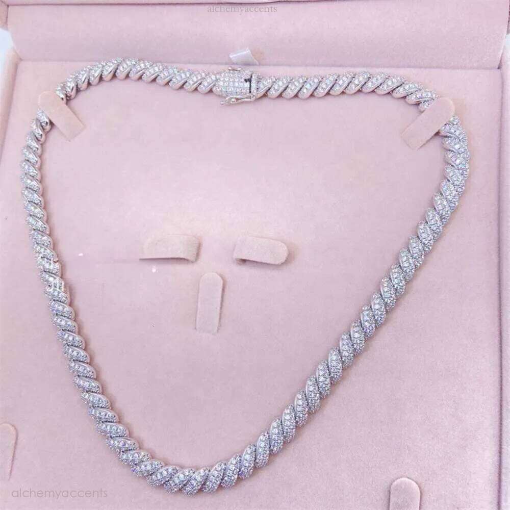 Buss Down Custom Fully Iced Out Vvs Dia 8mm Sterling Sier Rope Chain Necklace Moissanite Cuban - view 5