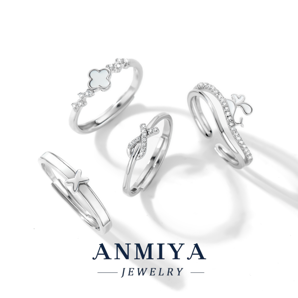 925 Sterling Silver 18K Gold Plated Cubic Zirconia Clover Ring Twisted Eternity Band Ring for Women