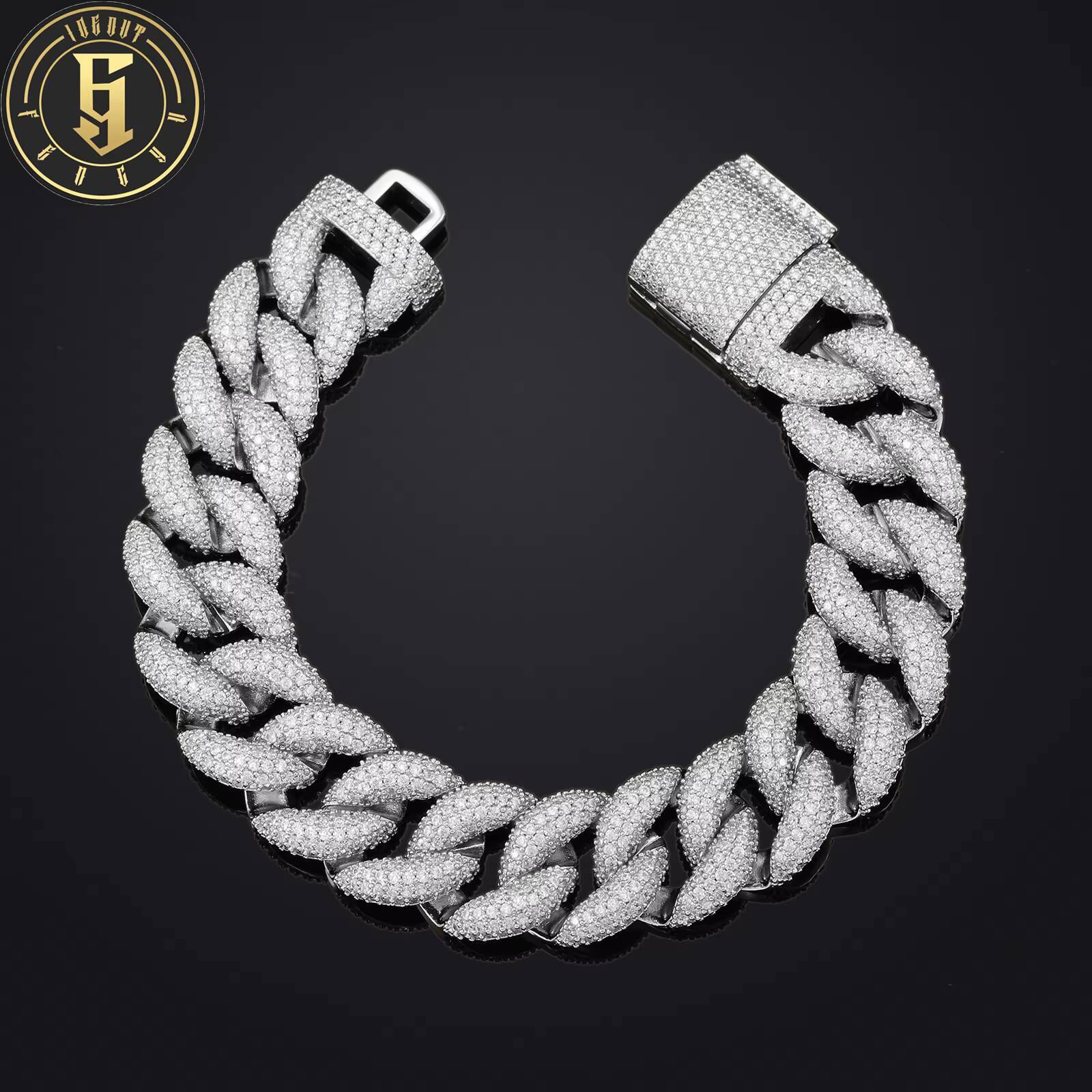 Fashion Hip Hop Jewelry Rappers 15mm Brass Micro Paved 5 Rows AAAAA CZ Diamond Iced Out Bubble Cuban Link Bracelet for Men