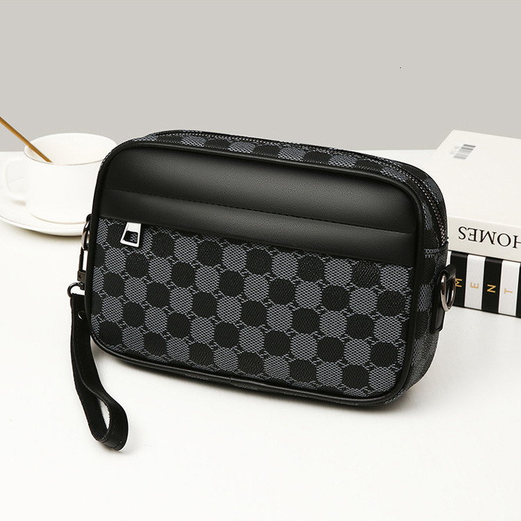 Luxury High-end Men's Business Wrist Bag Free Shipping Designer Soft Leather Shoulder Bag Casual Geometric Pattern Phone Bag Fashion Handbag