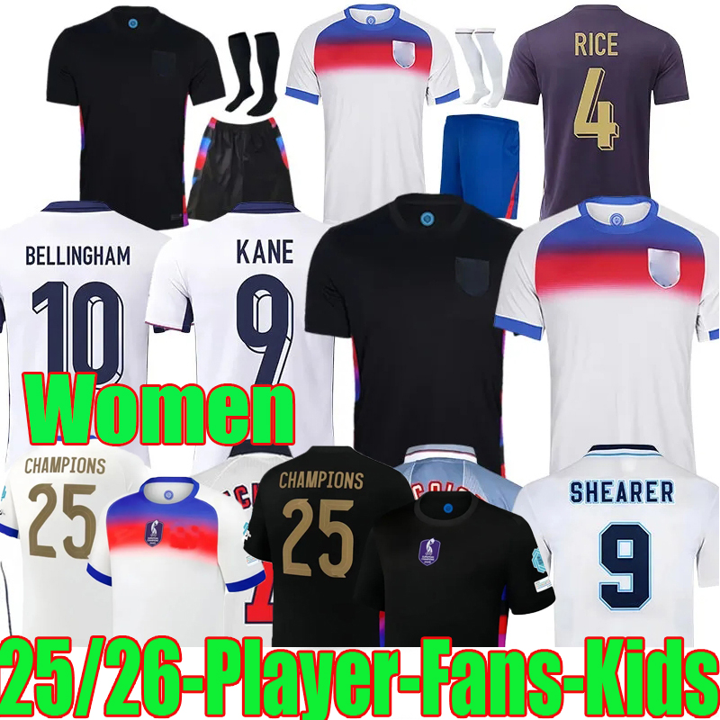 2025 2026 England football shirt BELLINGHAM Retro Soccer Jersey RASHFORD KANE SAKA RICE FODEN National Team Home White Away Men Kid Women Men Kids Kit