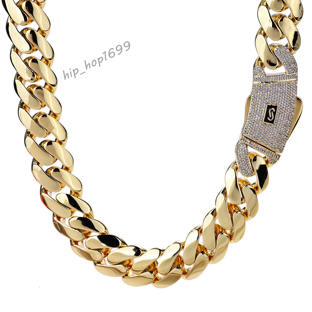 High Quality 14K Monaco Chain 925 Silver Cuban Link Necklace Iced Out VVS Moissanite Clasp Smooth Cuban Chain Jewelry