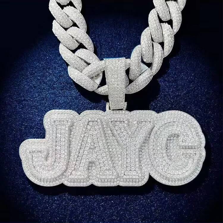 Custom Personalized Hip Hop Jewelry Moissanite Diamonds Necklace Pendant Initial Letter 925 Silver Iced Out Pendant