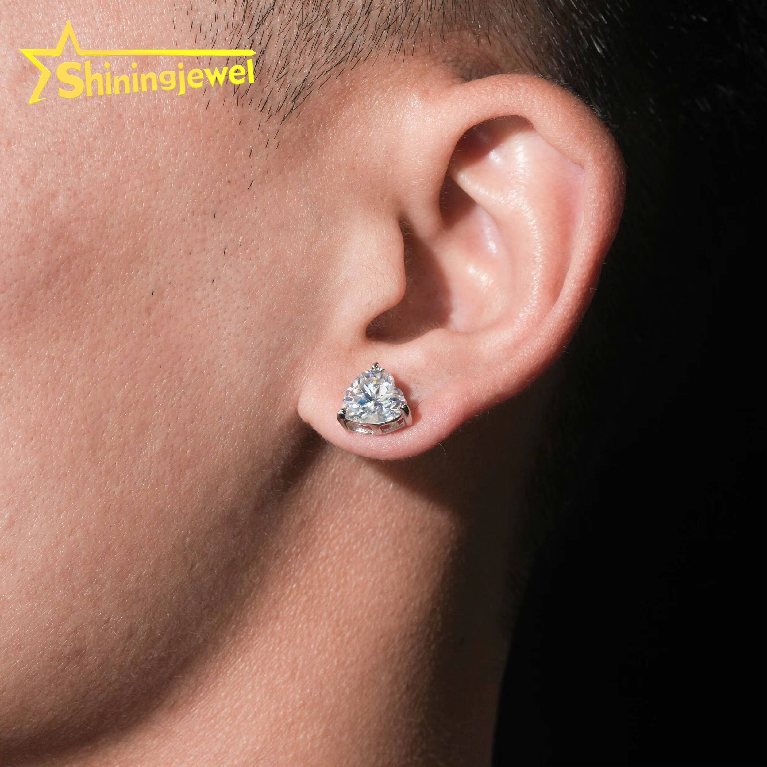Fine Jewelry 925 Silver Heart Shape Moissanite Stud Earrings GRA Certificate Women Moissanite Diamond Earrings Daily Wear