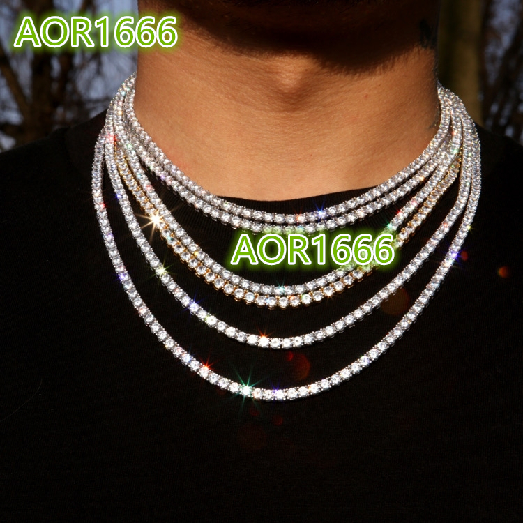 Wholesale high quality hip hop men's boy jewelry claw setting set; thin 3mm lab grown diamond tennis necklace