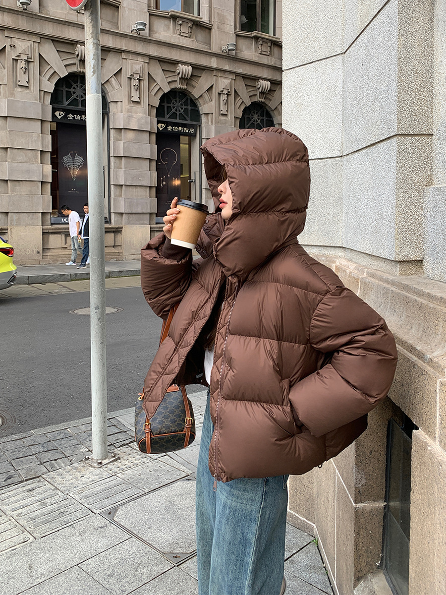 Women's 2025 Cropped Thermal Puffer Coat Winter Down Cotton Blend Jacket Korean Oversized Stylish Quilted Outerwear