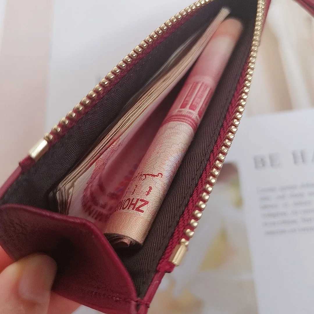 Top Quality Genuine Weaved Lambskin Leather Mini Zip Wallet Designer Card Holder Coin Pouch 8 Colors Option R250801