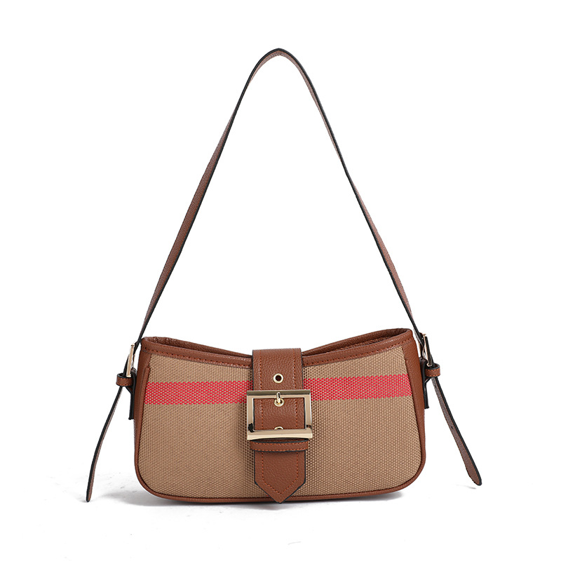 2025 Women's Bags Fashionable Simple Color - Blocked Shoulder Bags Hand - Carried Bags European and American Retro Square - Buckle French - Stick