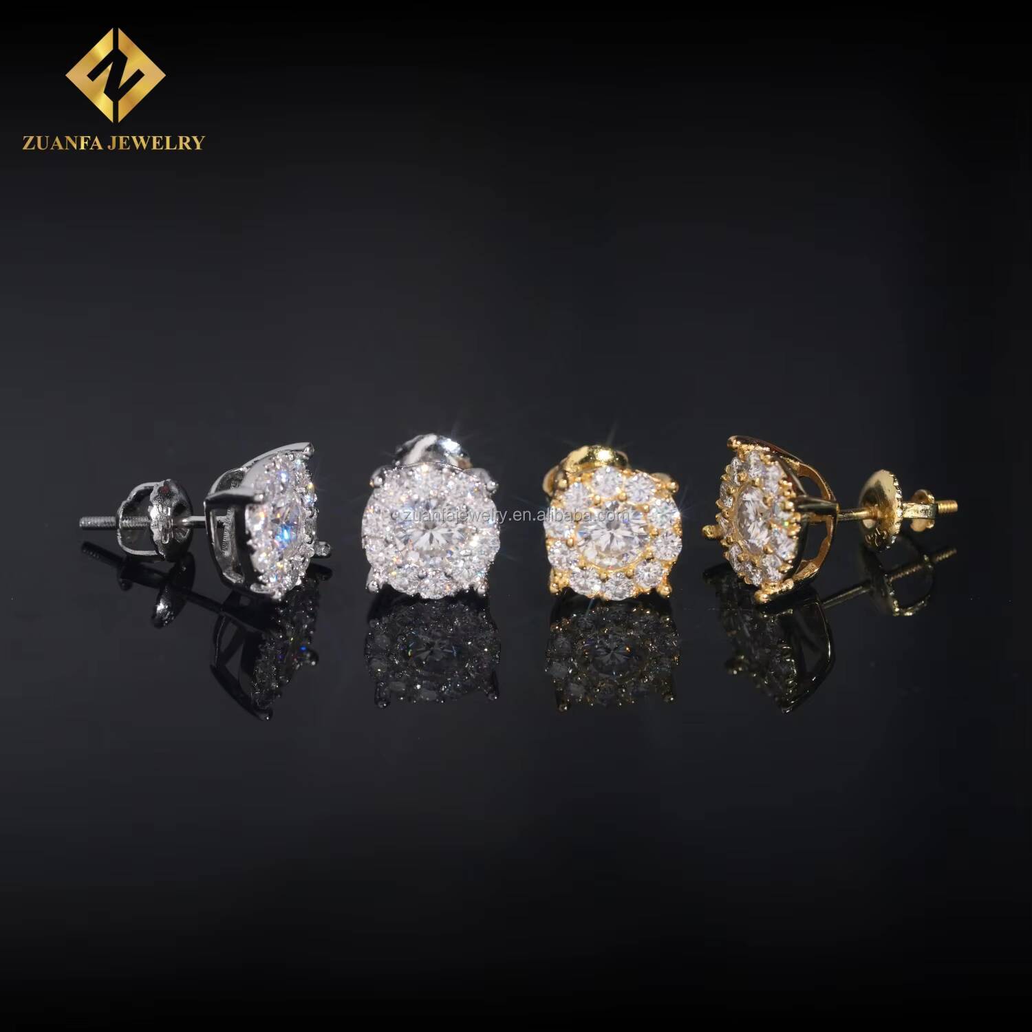 Bulk Stock in USA Warehouse Hot Selling GRA Certificates Screw Back 925 Silver VVS Moissanite Diamond Hip Hop Stud Earrings