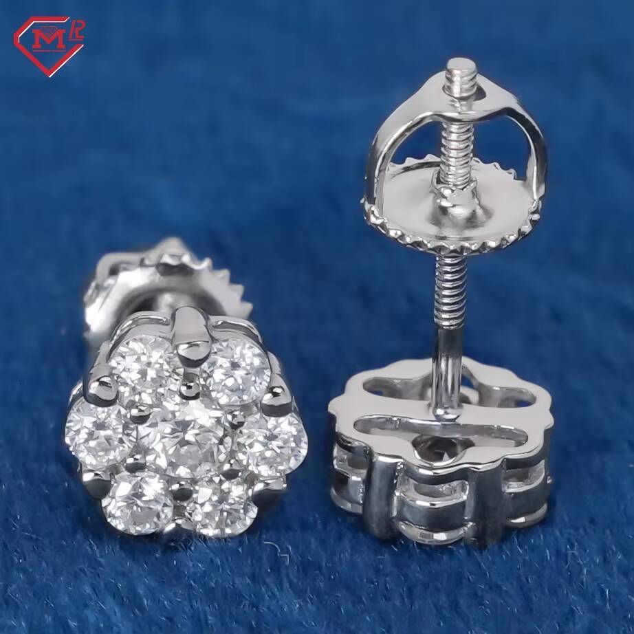 Wholesale Price Moissanite Earrings Men Sterling Silver 925 Custom Vvs Iced Out Moissanite Earrings