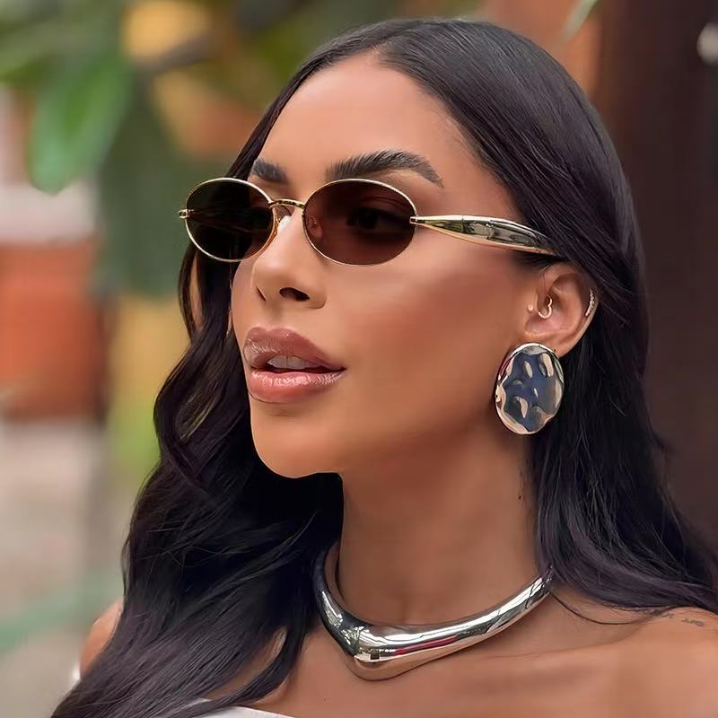 2025 new sardine glasses legs European and American sunglasses women's high-end fashion glasses cross-border oval sunglasses