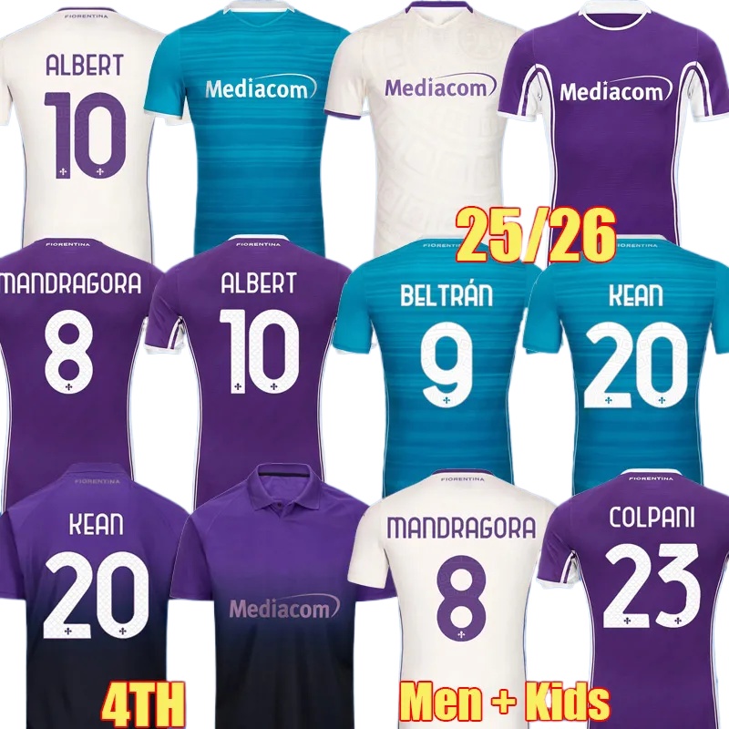 25 26 Fiorentinas Soccer ARTHUR BELTRAN 2025 2026 MANDRAGORA ALBERT KOUAME Florence Jerseys FIORENTINAS CASTROVILLI KEAN KAYODE COMUZZO Men Kids Kit Sets