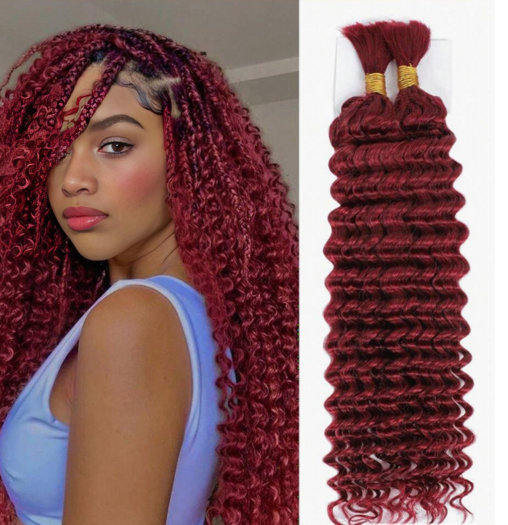 ViBESHiFT18-22 Inch Deep Wave Bulk Hair Extensions 100% Human Hair 12A Brazilian Virgin Hair for Women Seamless Look Party Daily Work