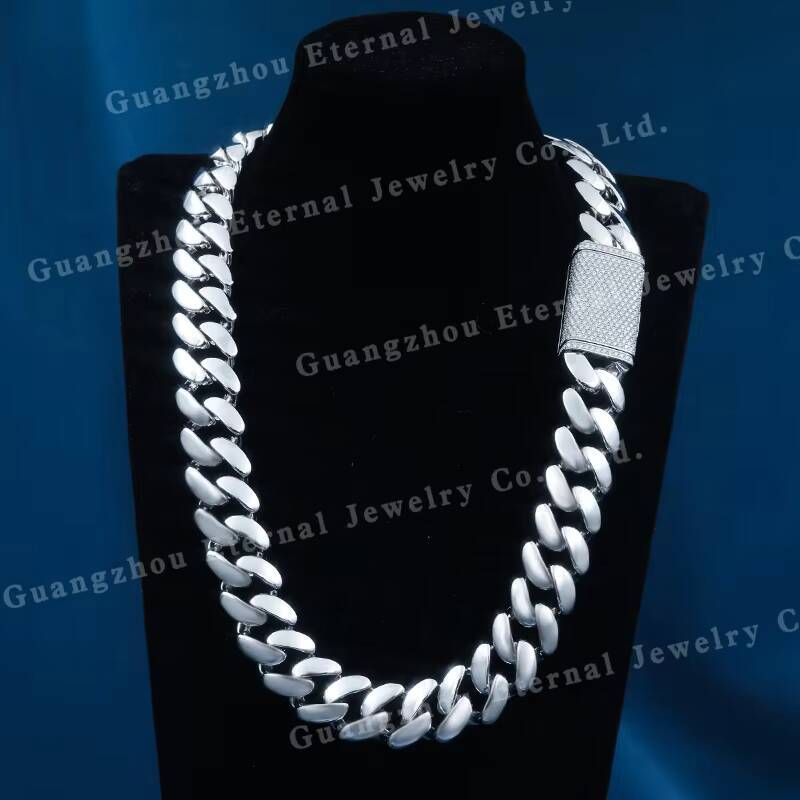 Factory Custom Fine Hip Hop Real S925 Silver Solid Gold Plated Moissanite Lab Diamond Miami Cuban Link Chain Necklace