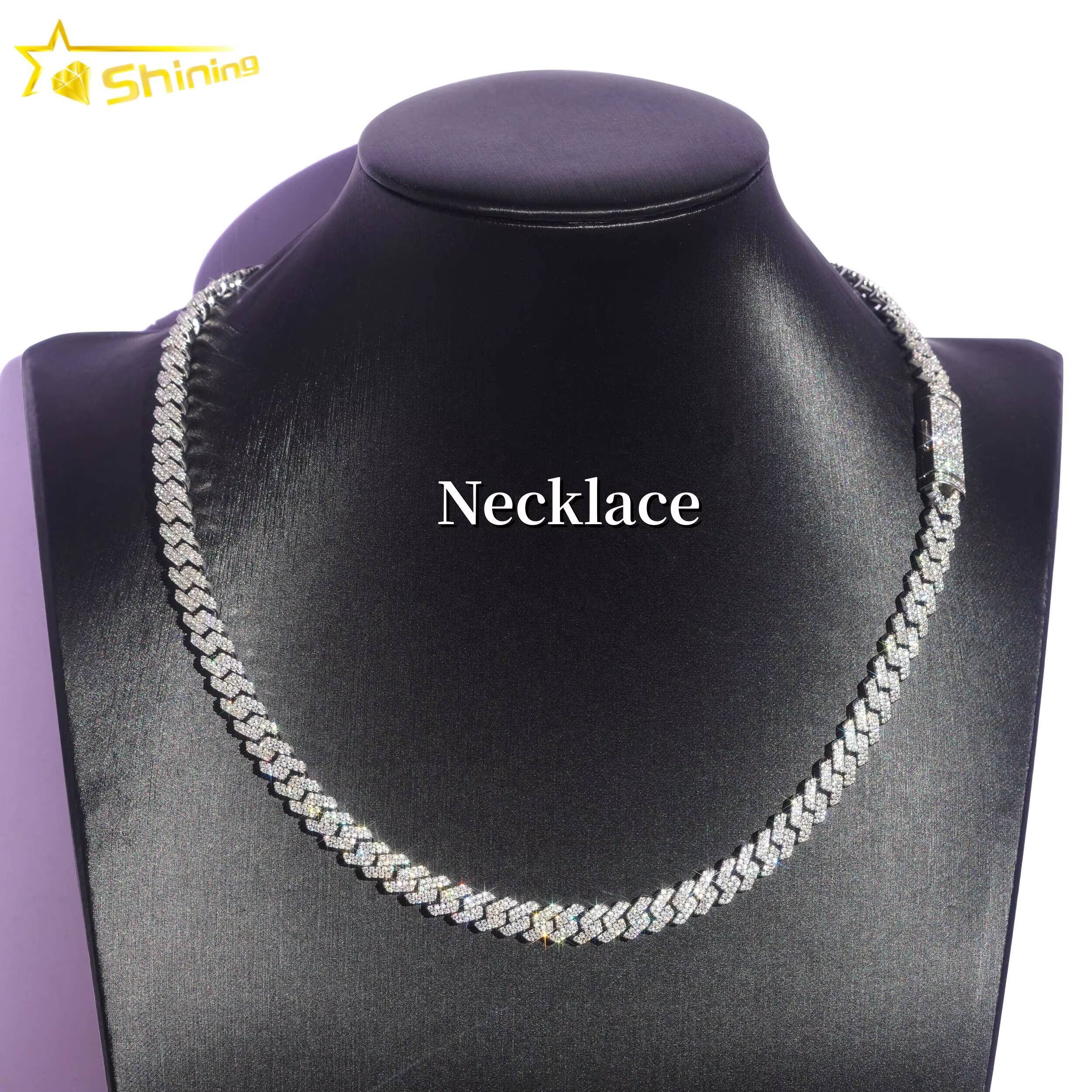 Wholesale Stock 10k 14k Real Solid Gold Plated Moissanite Diamond Original Cuban Link Chain Necklace Fine Jewelry 8MM