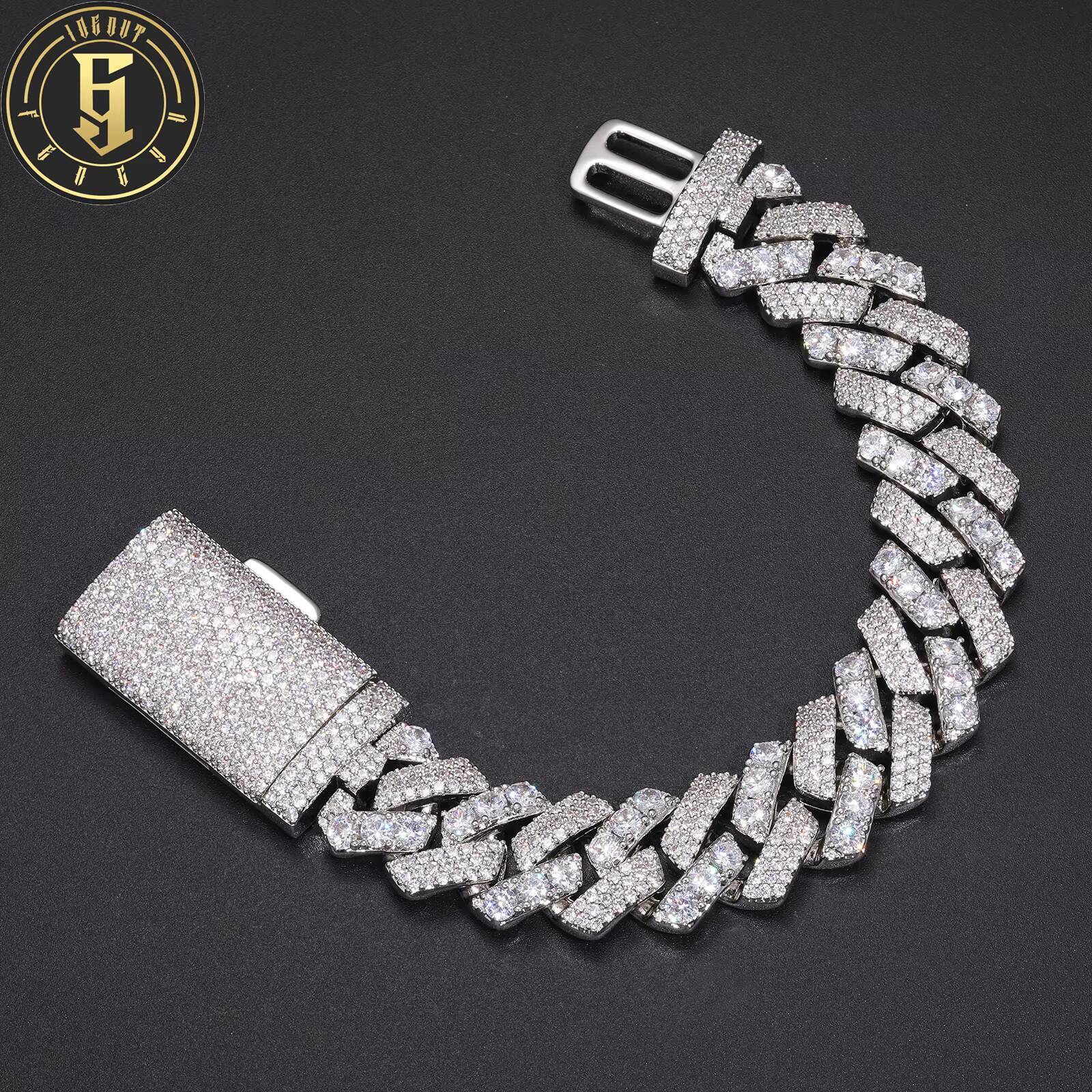 Wholesale Personality Hip Hop Jewelry 18mm White Gold Plated Brass 5A Zircon Diamond Luxury Gift Cuban Bracelet for Men