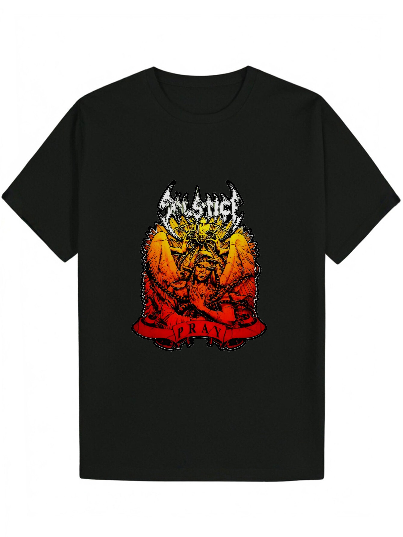 Men's Round Neck T-Sh with Dragon - 'Soulstone' Design, Black Polyester, Summer Style, Regular Fit, Casual Wear Pattern T-sh | Polyeste