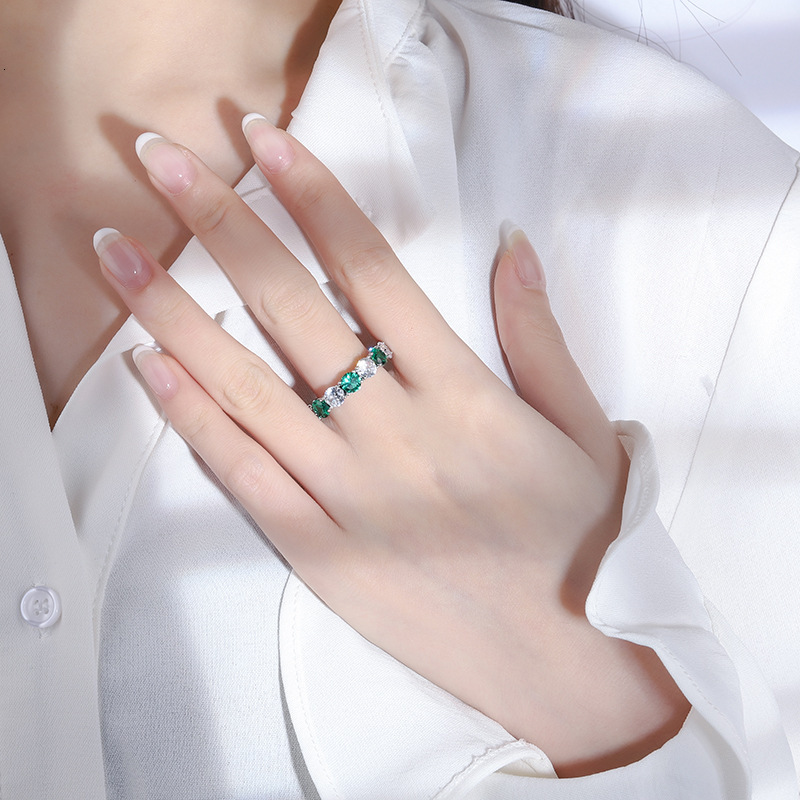 Designer Jewelry Wedding Rings Zhuang Shengsheng Jewelry S925 Solid Silver Imitation Gemstone 5mm Geometric Trendy Retro Band Ring For Women