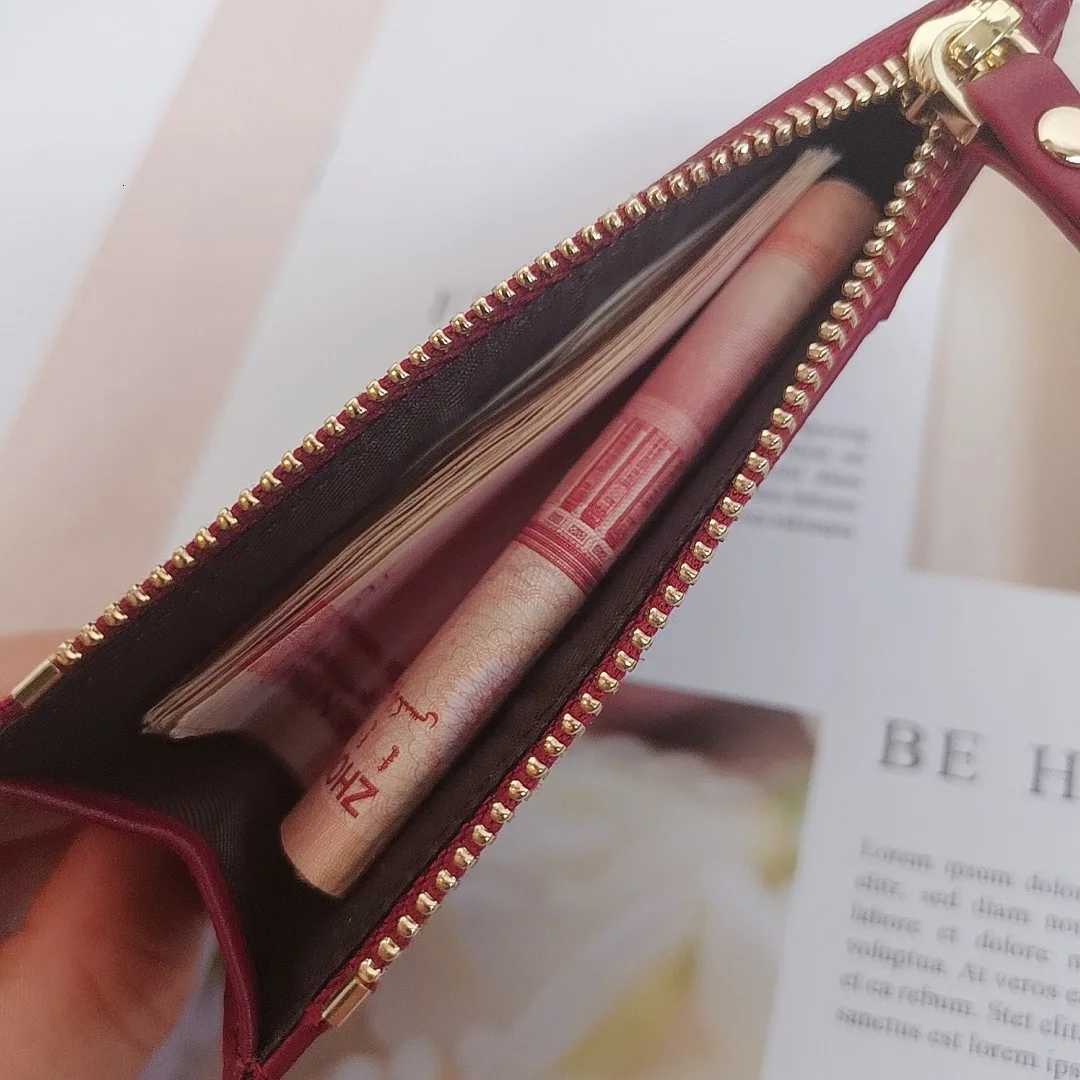 Top Quality Genuine Weaved Lambskin Leather Mini Zip Wallet Designer Card Holder Coin Pouch 8 Colors Option R250801