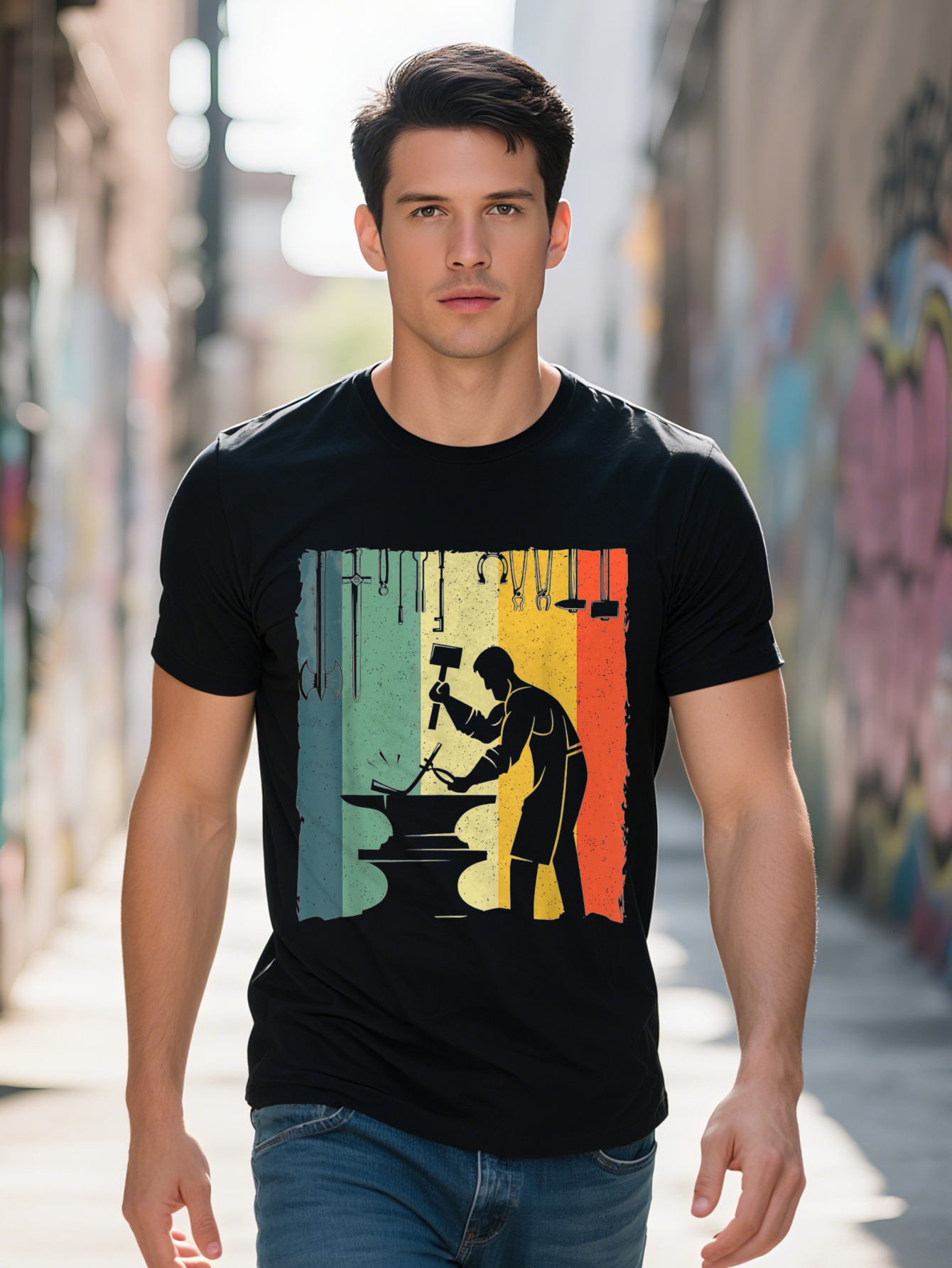 Cool Art For Men Women Blacksmith Forging Tools T Shirt
