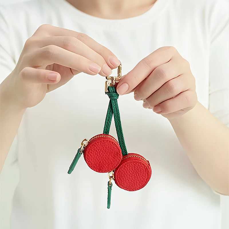 Cute Cherry Leather Bag Pendant Fruit Keychain Mini Purse Exquisite Small Versatile High Quality Kawaii Japan Brand Coin Bag