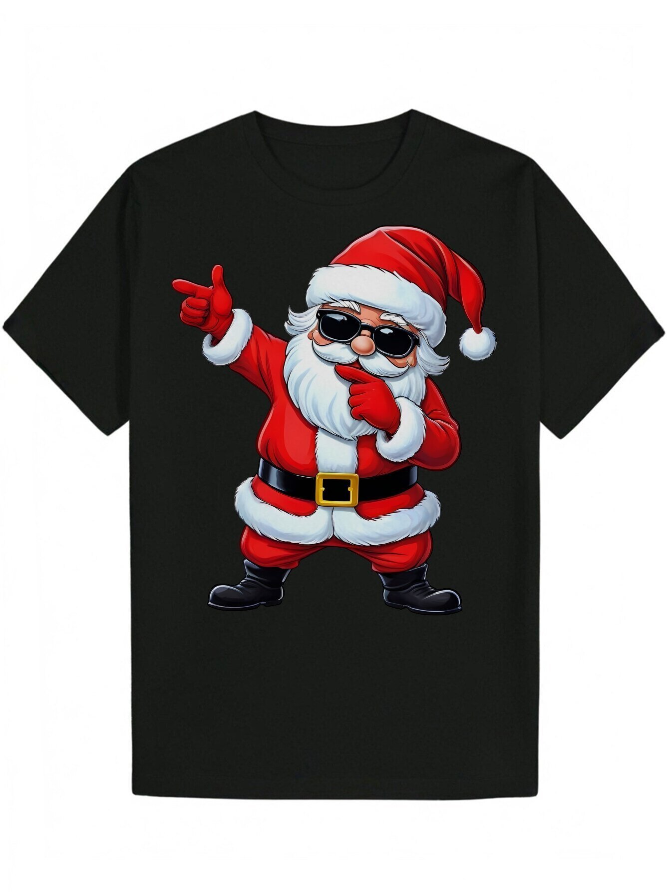 piece Men s Santa Claus Glasses T shirt Casual Style Round Neck Polyester Elastic Fabric Knitted Regular Fit Summer Pattern