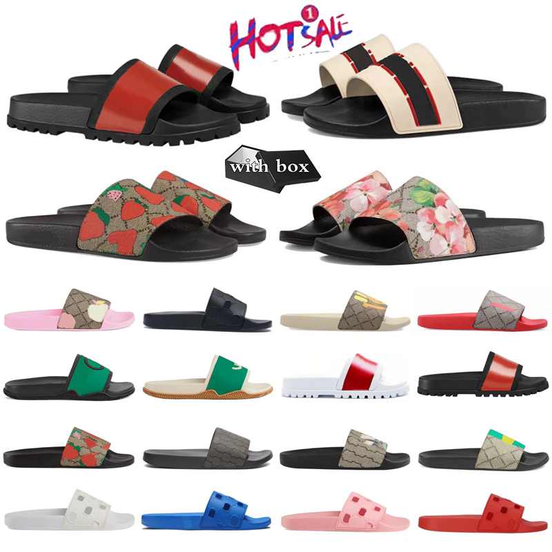 Designer Slides Slippers Men Women Sandal Slipper geranium Flip Flop High quality Sandals Summer Luxury Causal Beach Flats Flip Flops Slides With box 35-46