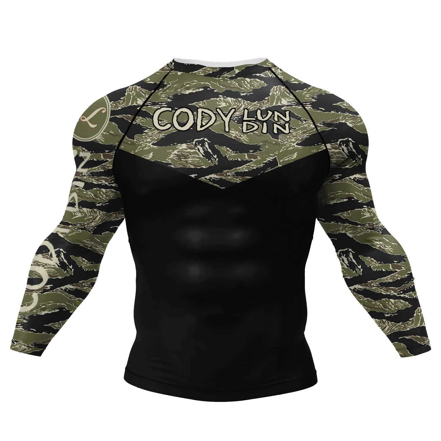Cody Lundin Mens Compression Shirts Base Layer Athletic Gym MMA BJJ Rash Guard No Gi Full Long Sleeve Rashguard Shirt for Men X250802