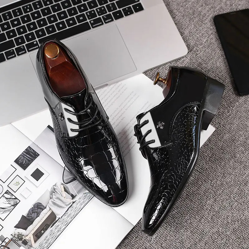 Mens Business Leather Shoes Black Formal Shoes Plus Size 38-49 Mens Wedding Shoe Lace Up Trend Shoes for Men Spring 250814