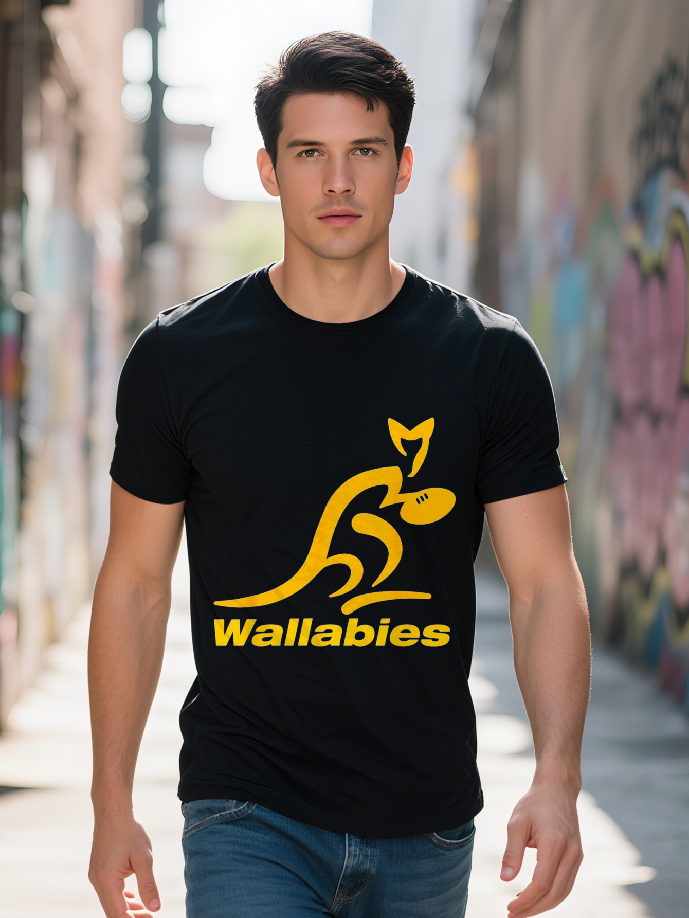 Men's Casual Cotton Letter Pattern T-Shirt, Short Sleeve, Regular Fit, Machine Washable, Suitable for Daily Wear