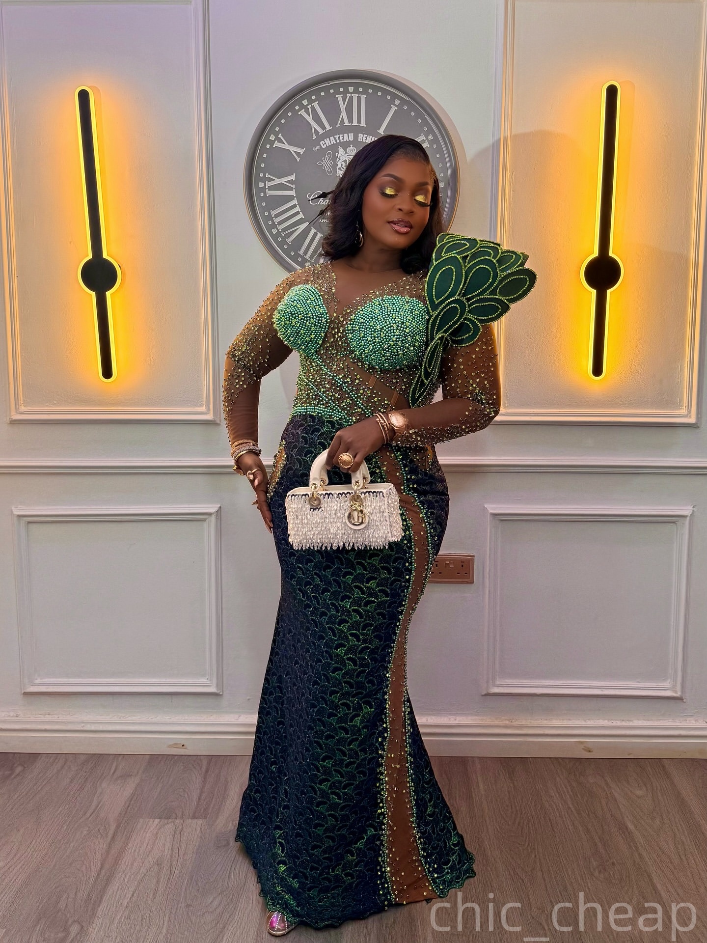 Dark Green Mermaid Prom Dresses 2025 Beaded Crystals Lace Florals Evening Formal Party Second Birthday Engagement Gowns Plus Size Dress For Special Oc