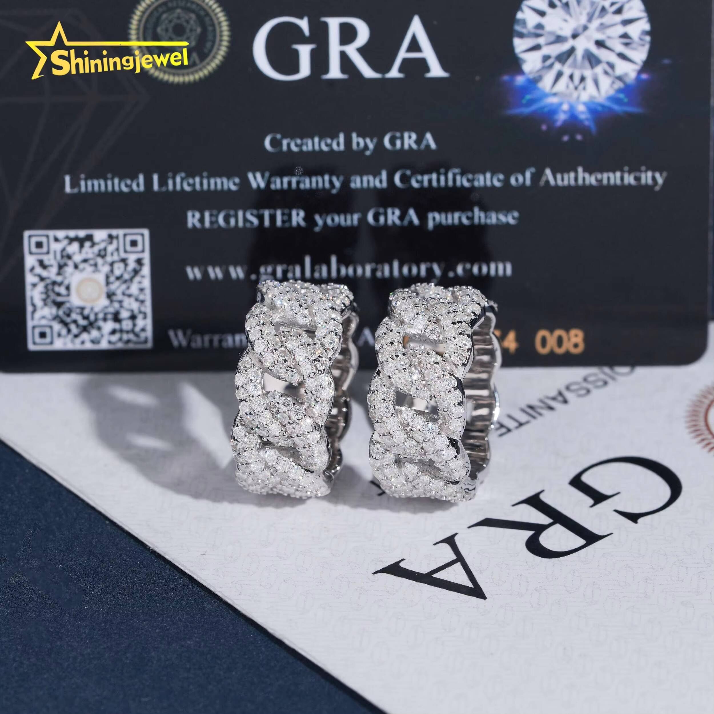 Wholesale Fashion Moissanite Rings Hip Hop 925 Silver Moissanite Diamond Cuban Wedding Ring for Men