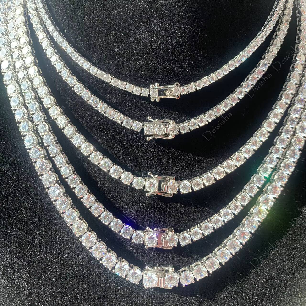 Fashion Shining Jewelry 5A+ CZ Diamond Necklace 2mm 3mm 4mm 5mm 6.5mm Tennis Chain Hiphop Chain