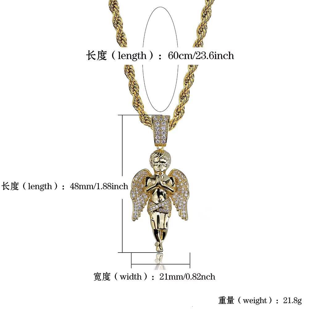 Hot Selling Angel Pendant Gold Plated Micro Inset Zircon Hip Hop Punk Mens Necklace