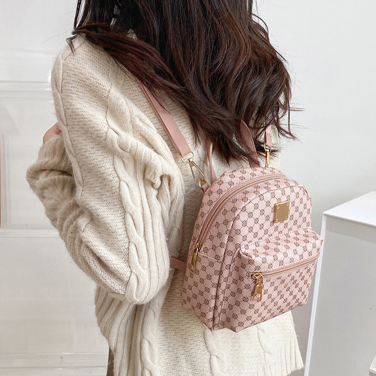 Classic Floral Material Women's Backpack Free Shipping Designer Fashion Korean Version Student Bag Front Pocket Zipper Small Backpack Outdoor Tra