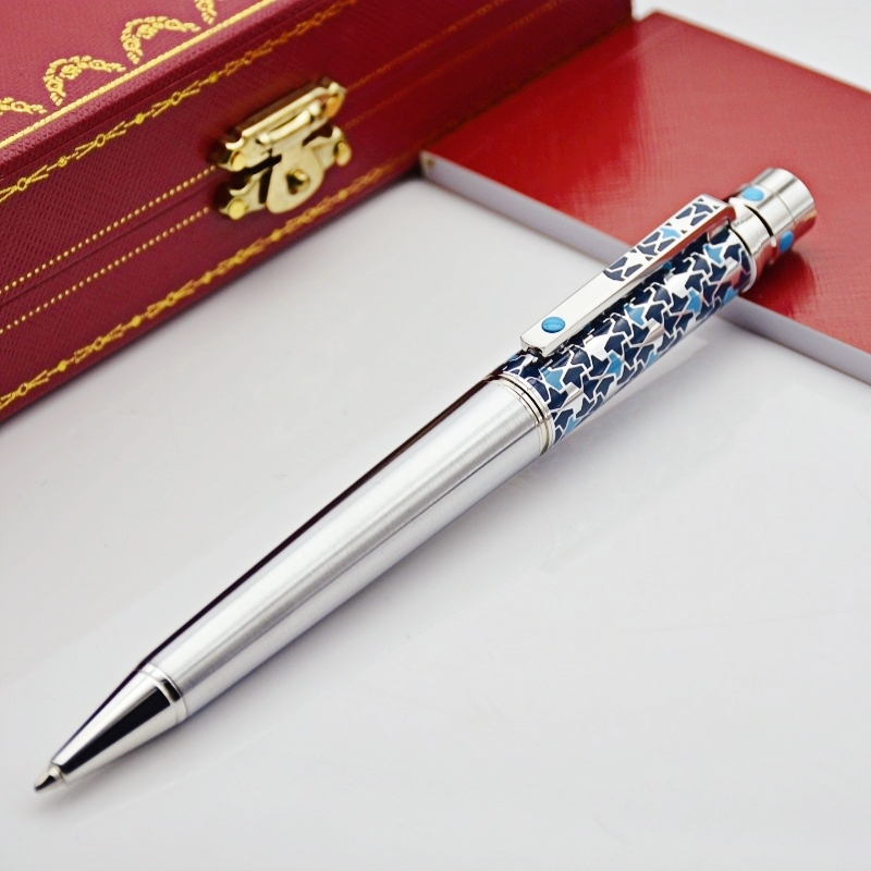 wholesale Santos Series AAA Quality Sier Metal Ballpoint Business Office Writing Stationery Rollerball Pen For Christmas Gift