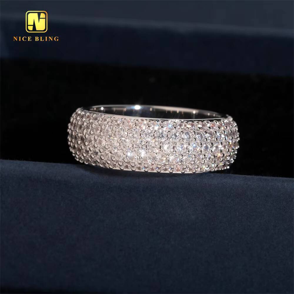 Ready To Ship 5ROW Diamond Daily Wear Men Ring Hip Hop CZ Jewelry Rapper Brass 5A Cubic Zirconia Fully Iced Out Diamond Ring