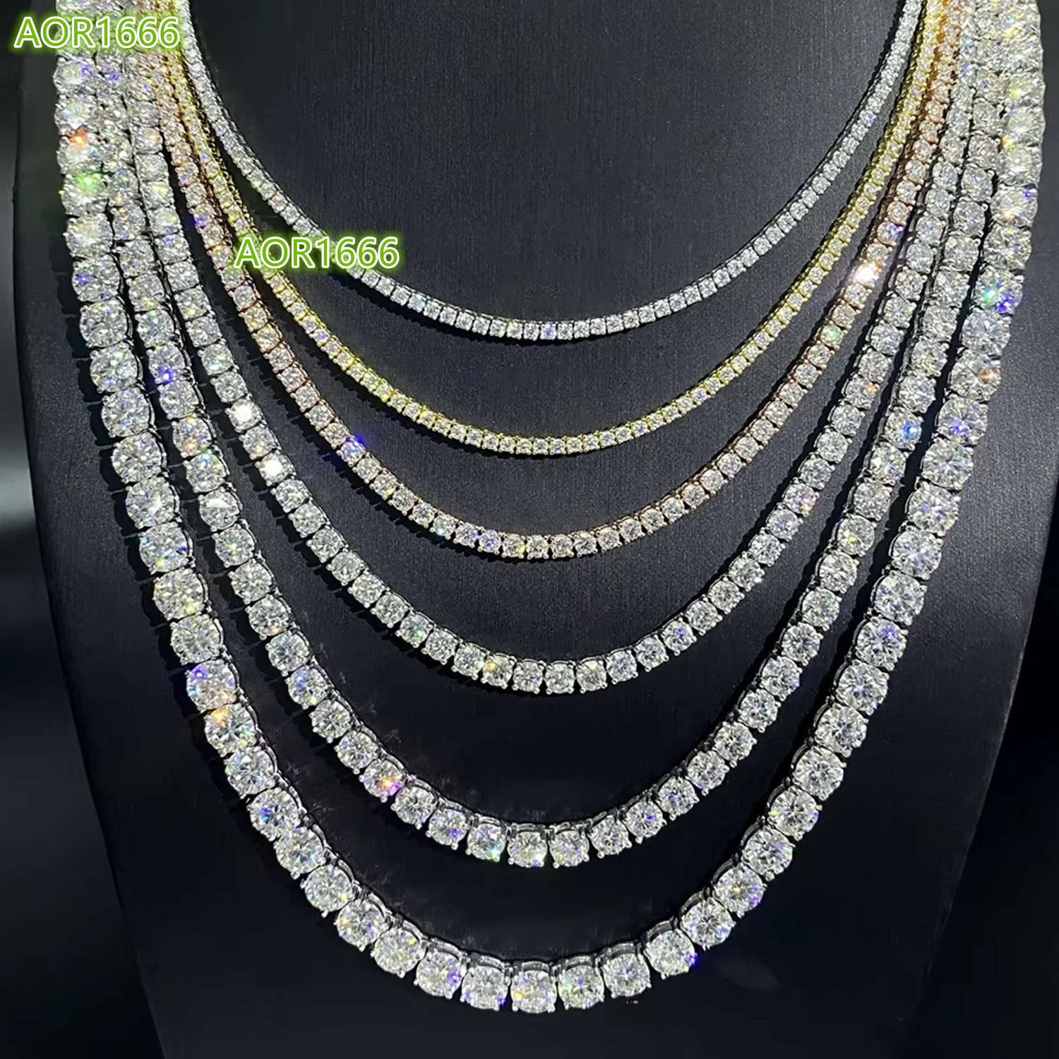 Custom tennis necklace jewelry 925 pure silver 2mm 3mm 4mm moissanite tennis necklace