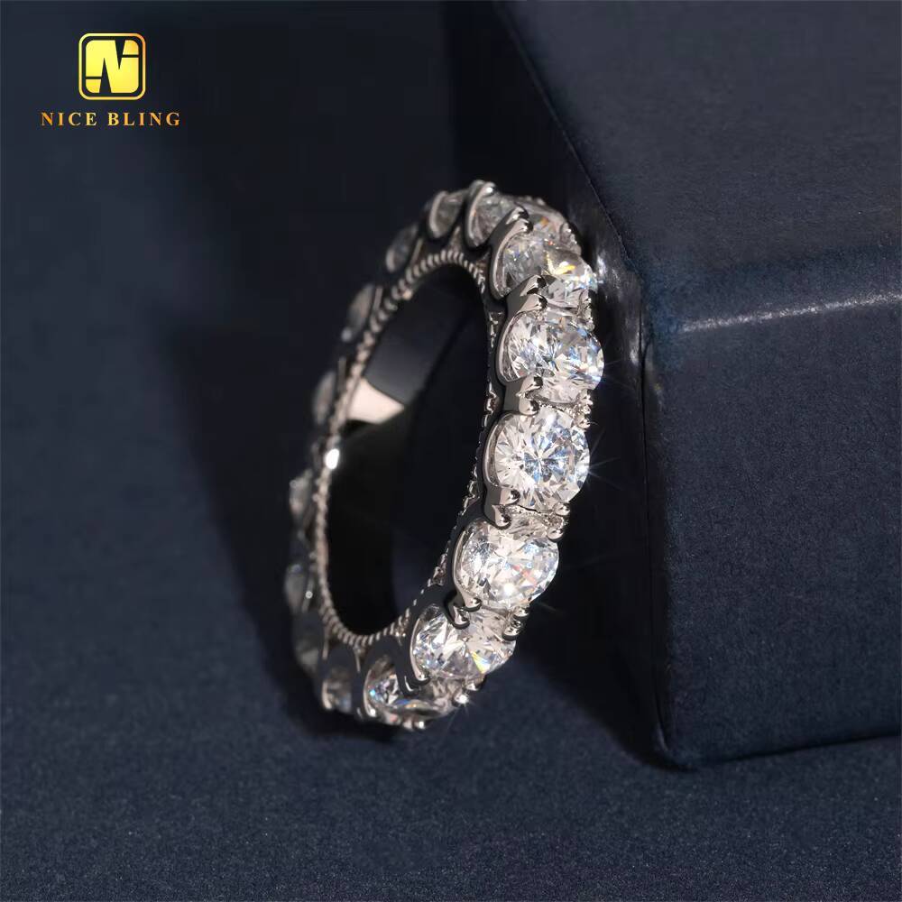 5MM Diamond One Row Daily Wear Ring Hip Hop CZ Rapper Brass 5A Cubic Zirconia Fine Jewelry Diamond Iced Out Ring for Men