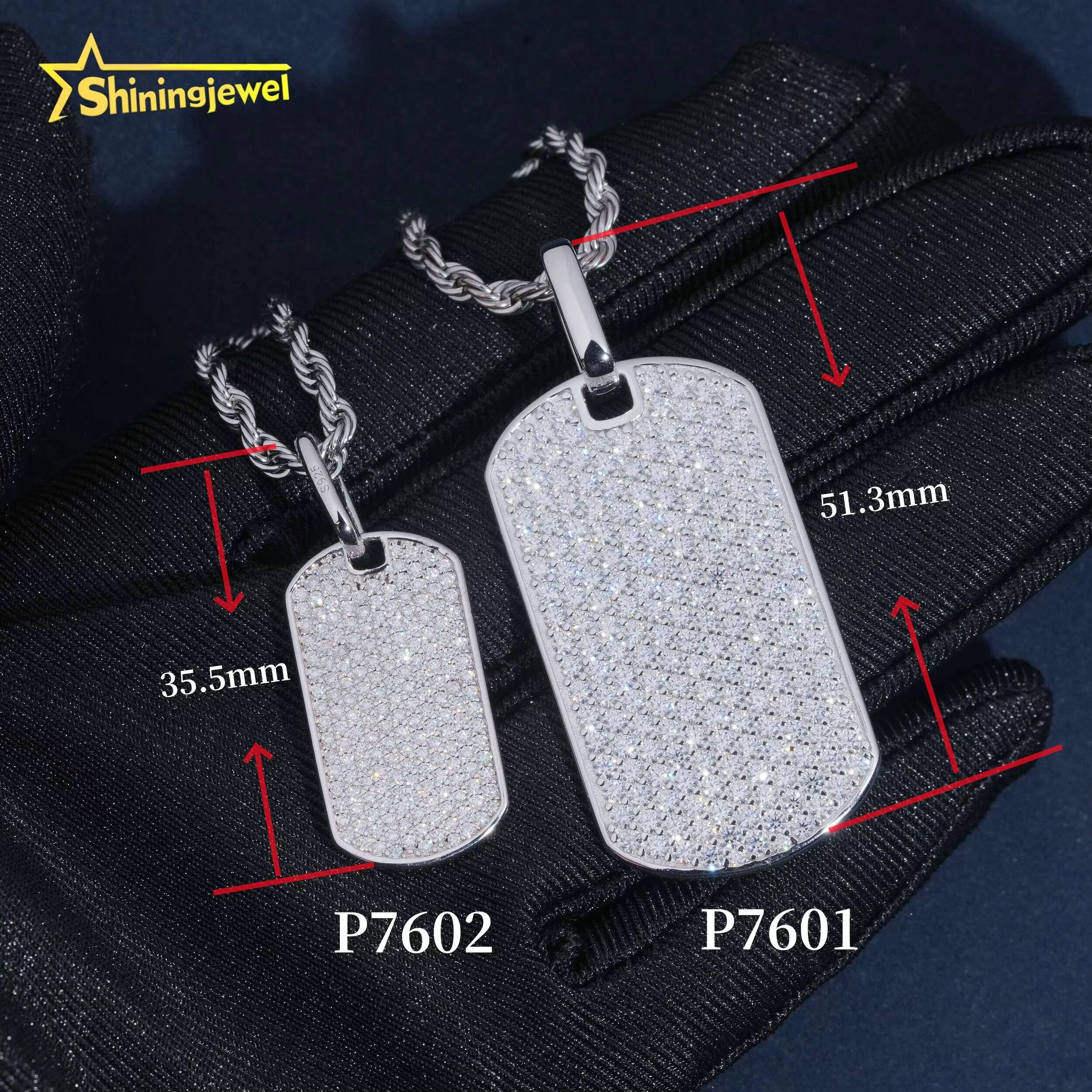 Custom Pendant Moissanite Hip Hop Jewelry 925 Sterling Silver Fully Iced Out Moisaanite Dog Tag Pendant Pass Diamond Tester